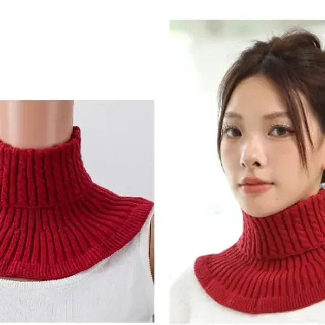 Ladies' collar with ruffles - warm knitted fake collar