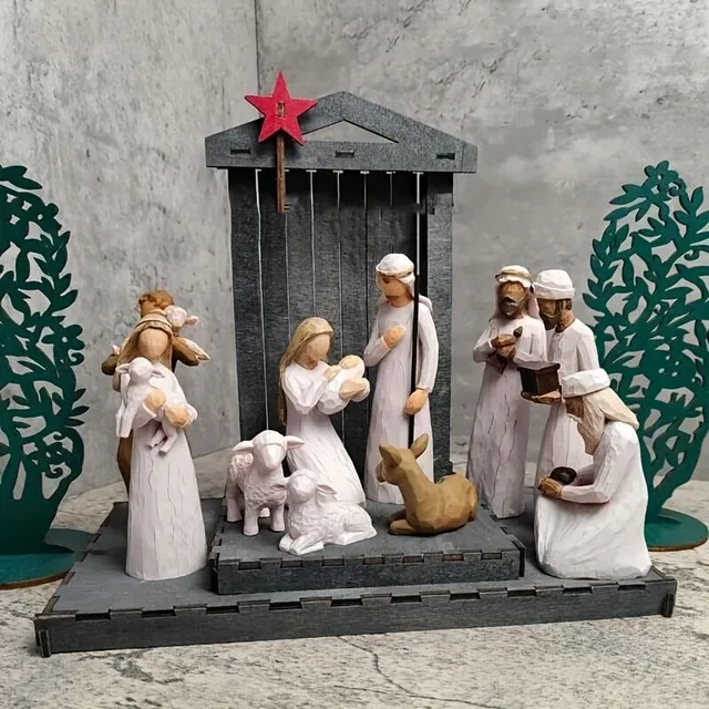 Narodeniny Betlehem - ručne maľované postavy z príbehu narodenia Pána. Krásna výzdoba na Vianoce, svadbu alebo ako darček.