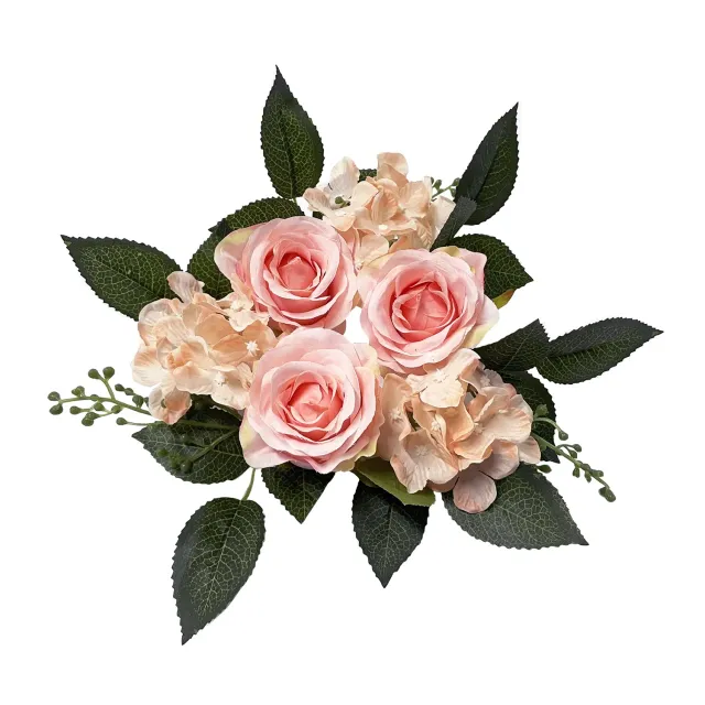 Decoration wreath on candle made of artificial roses (20 cm)