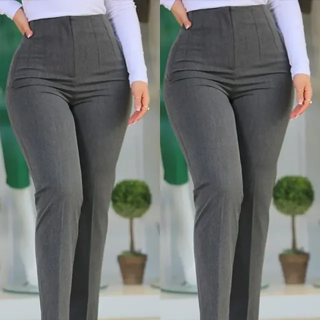 Elegant high-waisted trousers for women, monochrome and suitable for everyday wear