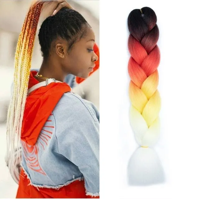 Multicoloured kanekalon hair in braids - multiple colours