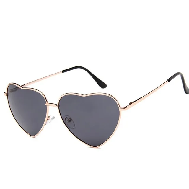 Summer stylish original sunglasses in the shape of a heart - more colored variants Gold Gray