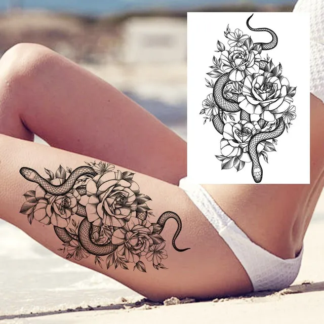 Tatuaj temporar sexy cu motive florale pentru femei