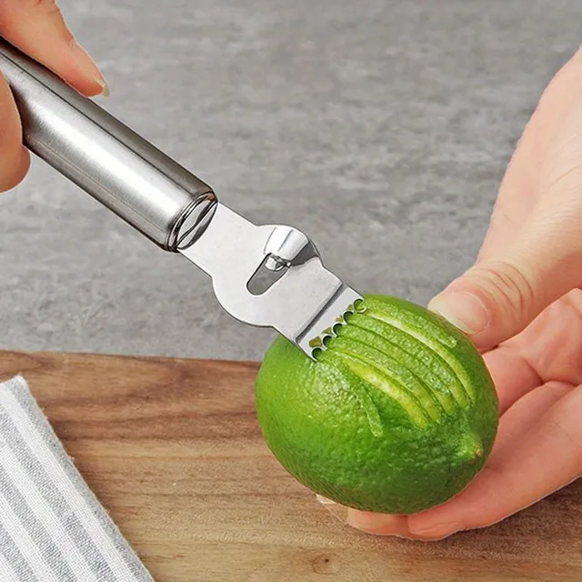 Universal stainless steel zester and fruit peeler