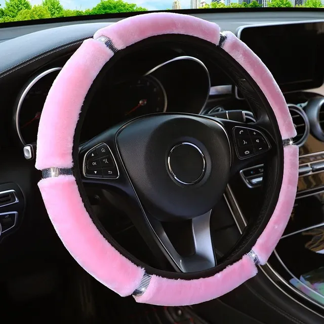 Steering wheel cover with glittering rhinestones