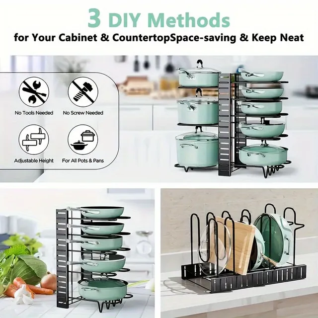 Multi-functional rack for dishes - 5/8 adjustable floors, durable construction, easy installation, ideal for home and restaurant