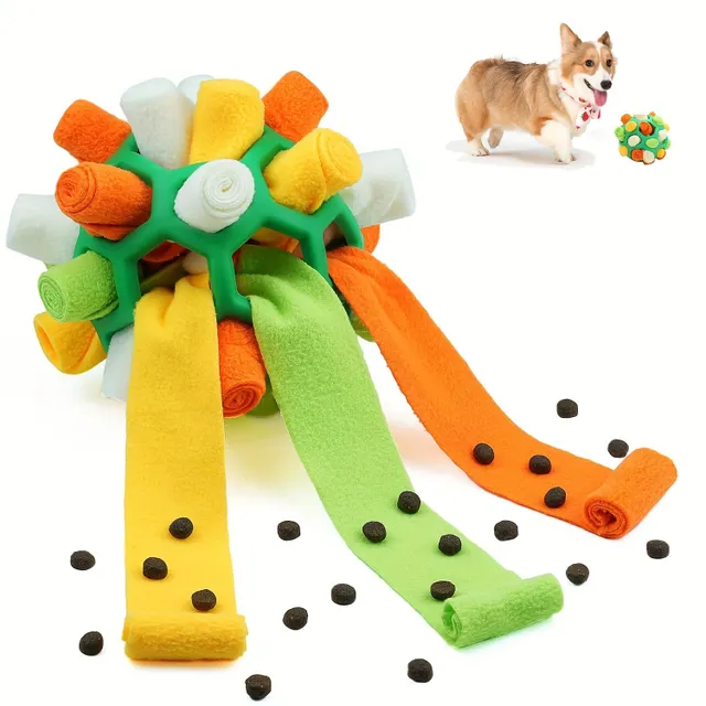 Interactive ball toy for dogs with treat dispensing, whistling and teeth cleaning function