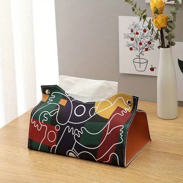 Practical handkerchief holder with storage space and abstract design