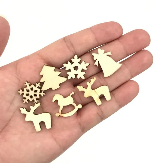 Small wooden tree ornaments - 100 pcs