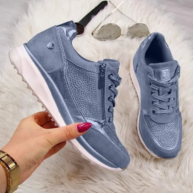 Women's stylish blue sneakers with zipper | Collection 2021