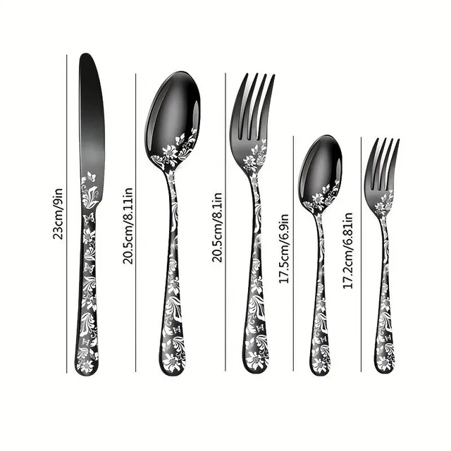 Modern stainless steel cutlery with floral pattern - for home and restaurant