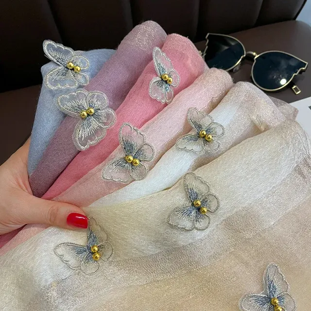 Luxury single color soft wooled silk scarf for women