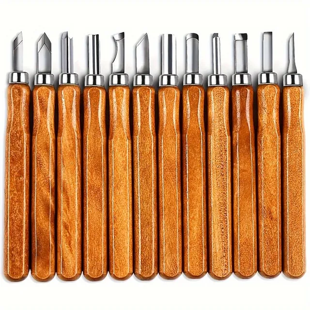 Set of 12 pieces of wood carving knives