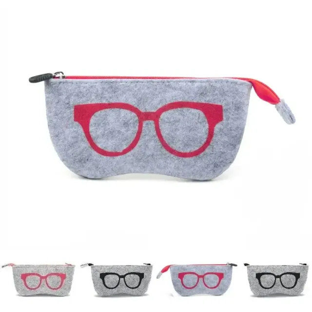 Protective portable case for glasses of felt with zipper