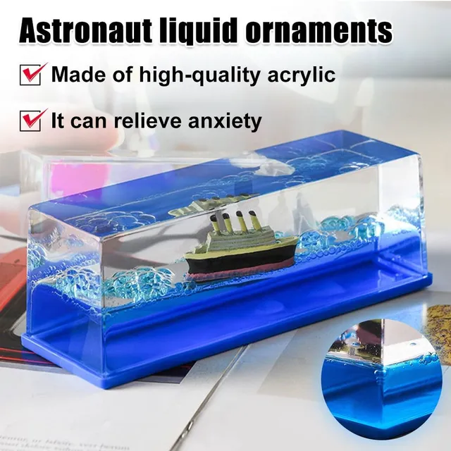 Cruise Ship Body Sea Ship Drift Bottle Liquid Hourglass Table Decoration