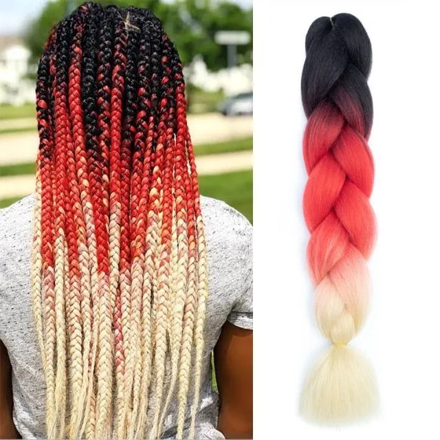 Multicoloured kanekalon hair in braids - multiple colours