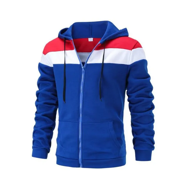 Men's colourful zipped hoodie with hood, zip and drawstring