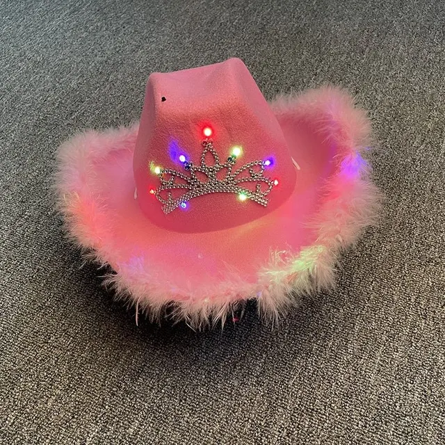 Children's cowboy pink hat with crown