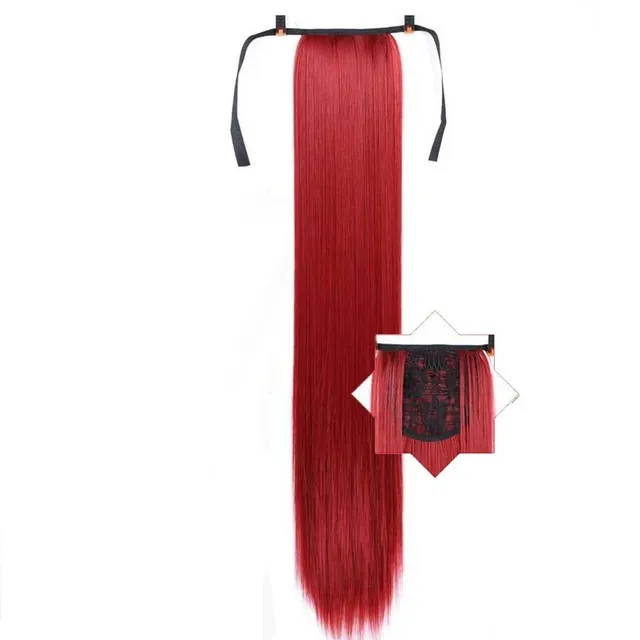 Long synthetic hair with a drawstring for fastening the ponytail - various variations