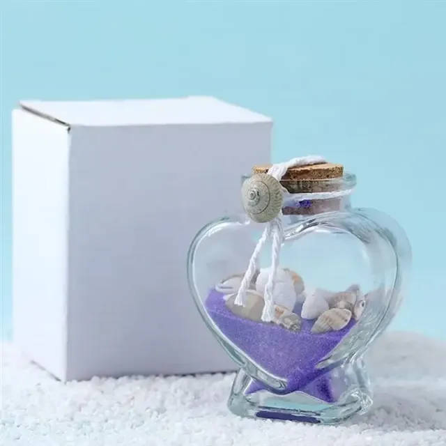 4 ks skleněných parfémových láhví ve tvaru srdce