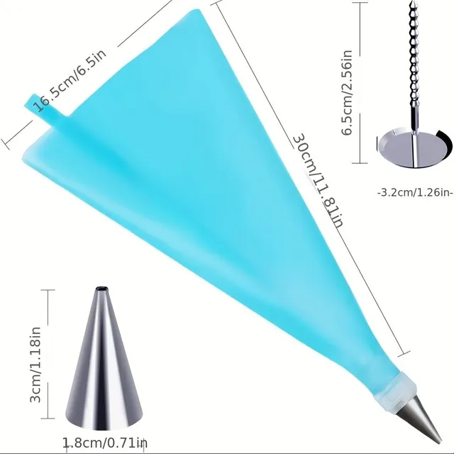 Sada na zdobení dortů, Nerezové cukrářské špičky, spojky, stěrka a další příslušenstvíl