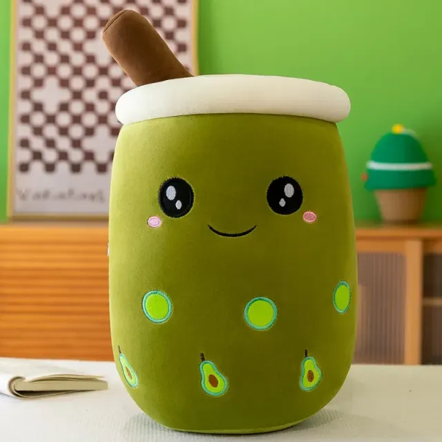 Pernă de pluș în formă de ceașcă de bubble tea cu lapte - cadou drăguț pentru copii