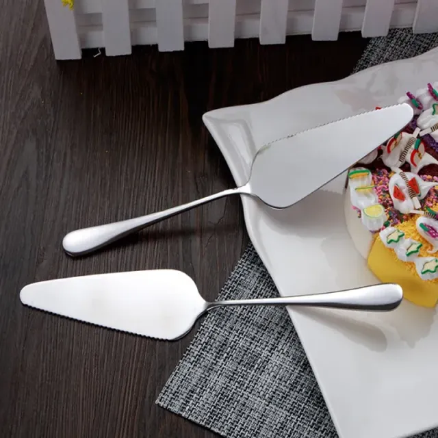 Couteau à gâteau en acier inoxydable - spatule à gâteaux et pizzas, couteau à desserts de mariage, couteau en métal avec lame dentelée