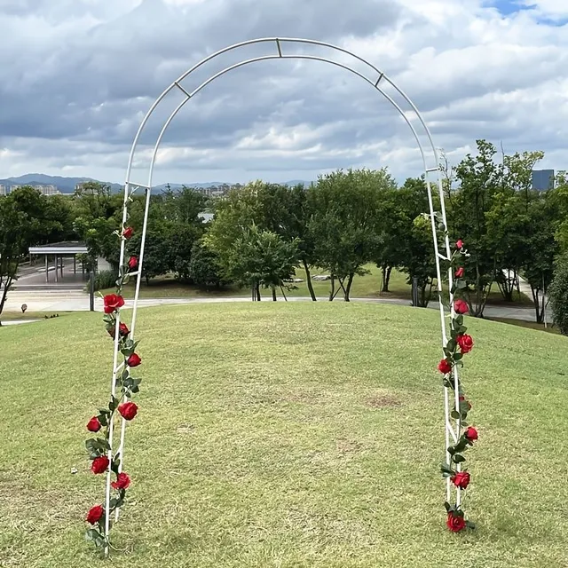 Elegantná železná pergola pre ruže a okrasné popínavé rastliny, pre záhradu a chodník s robustnou konštrukciou