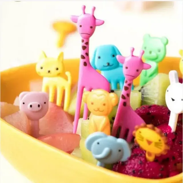 6/10pcs Cute Baby Forks with Cartoon Fruit