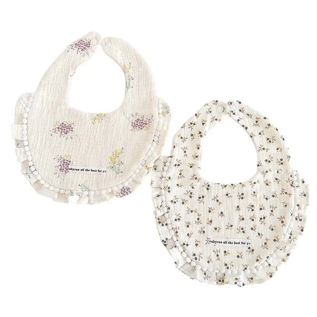 Set of classic fabric modern bibs with beautiful printing 2 pcs