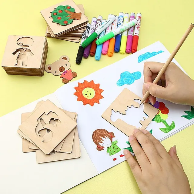 Children's wooden drawing templates - 20 pcs
