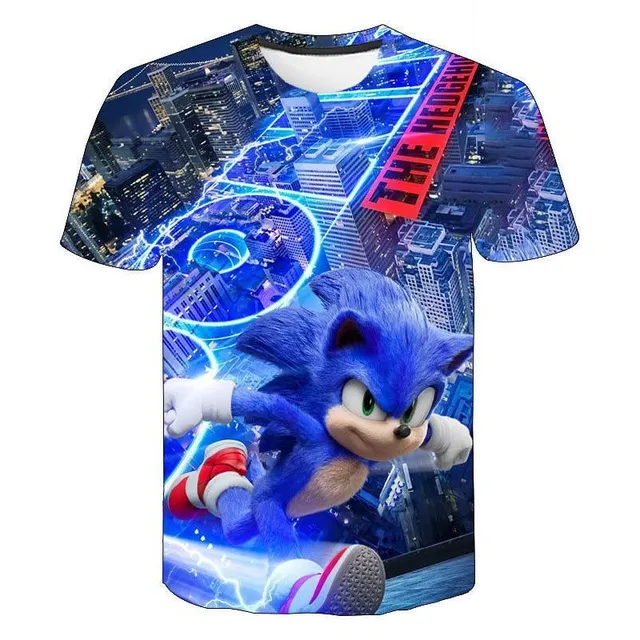 Fajna koszulka z krótkim rękawem dla chłopców z nadrukiem Sonic