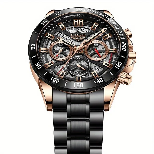 Luxurious waterproof men's watch with chronograph and breathing design - Top brand, ideal gift