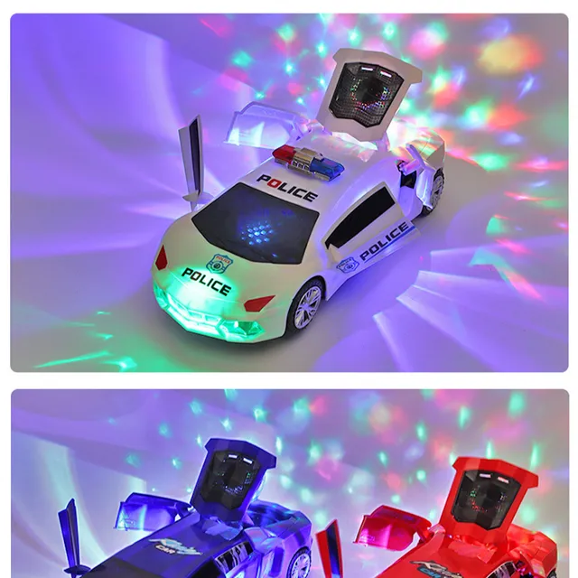 Electric dance police car with light effects