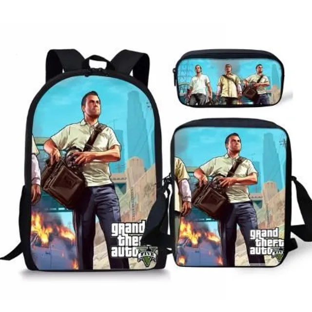 Set of school bags with cool Grand Theft Auto print picture-color-4