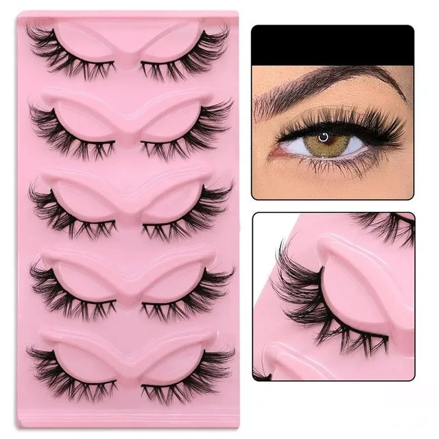 Set of 5 pairs of artificial algae Artificial long eyelashes with full strip Set for extension of algae Natural adhesive eyelashes