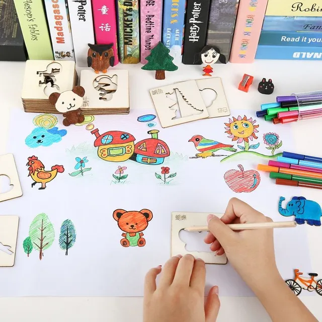 Children's wooden drawing templates - 20 pcs