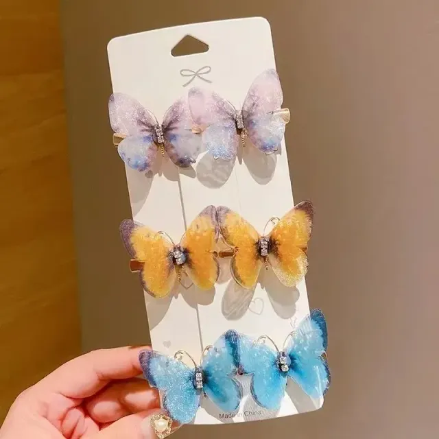 6 pieces colorful butterfly hair clip for girls