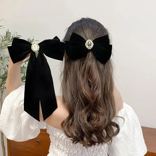 Fermaglio elegante per capelli con fiocco in velluto