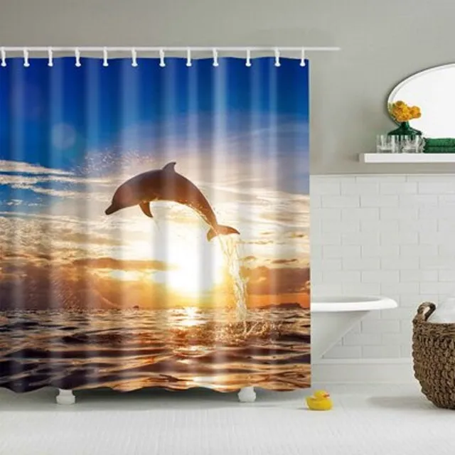 Shower curtain with dolphin