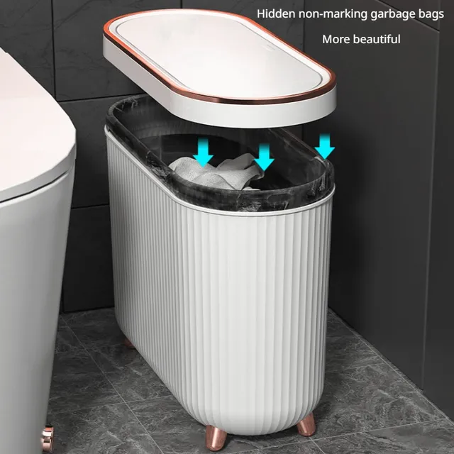 Trash flap with foot pedal for bathroom and toilet