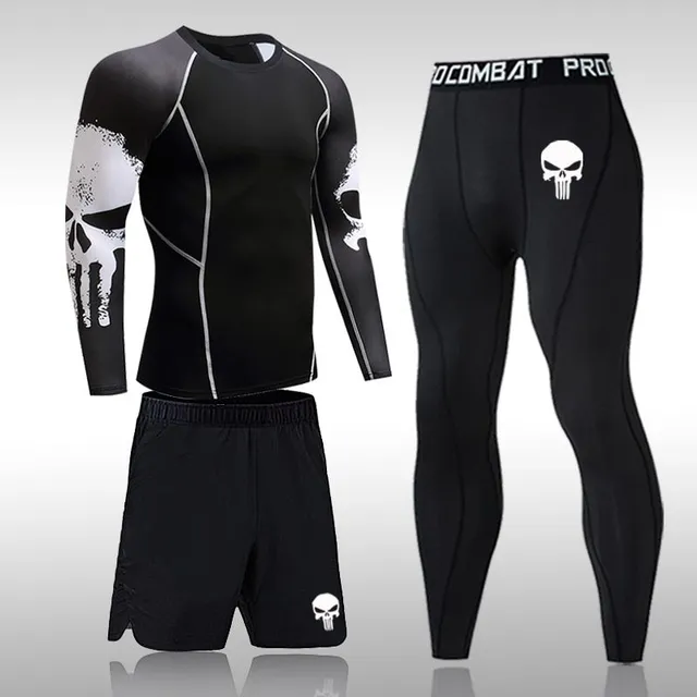 Men's functional sports thermal underwear with shorts - 3 pcs