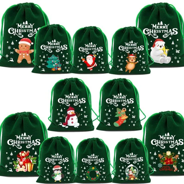 4 gift cute bags for children with popular Christmas motif Random Mix G SD04 15x20cm