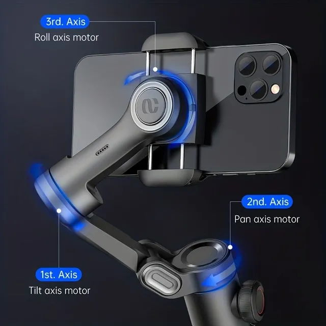 Folding 3-axis gimbal on your phone: Change shakes to smooth videos