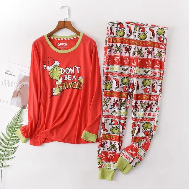 Pijama de damă cu imprimeu de Crăciun Grinch