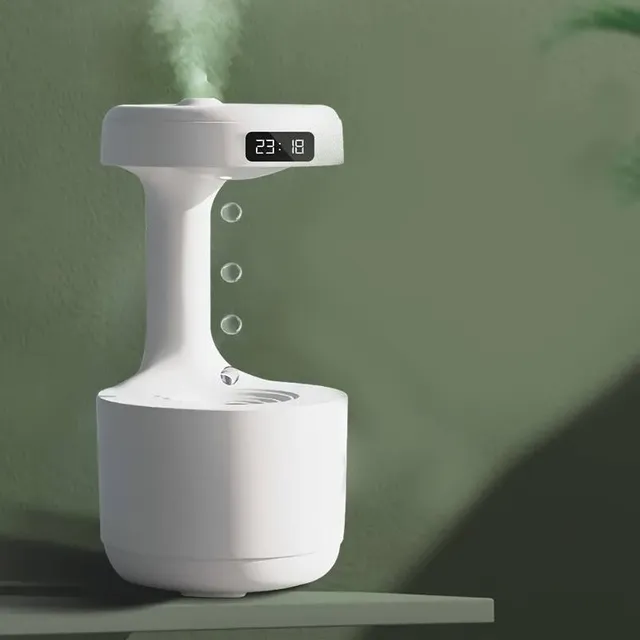 Air humidifier with drops of water and back flow, powered by USB - for home and office