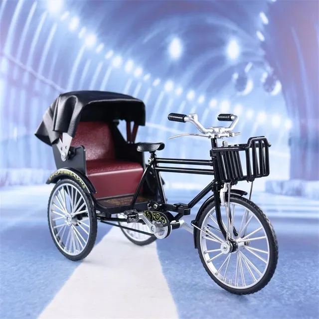 Retro rickshaw trojkolka, vysoko simulačný model zo zliatiny