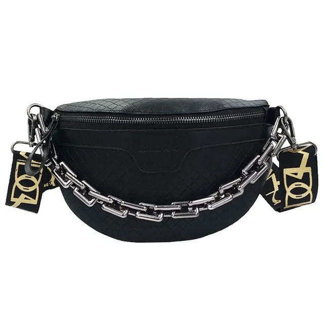 Luxurious women's fanny pack over shoulder with chain