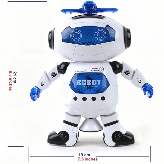 Robot dansator și mersător cu muzică și lumini - Rotire 360° - Jucărie distractivă pentru copii de la 3 ani