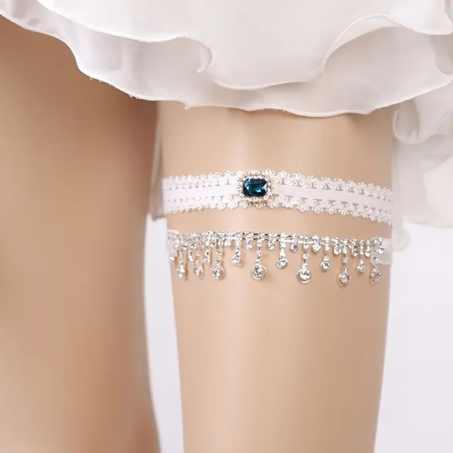 Wedding lace suspenders with flower decors 5458 One Size